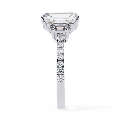 Sovereign Emerald Three-Stone Lab Grown Diamond Ring