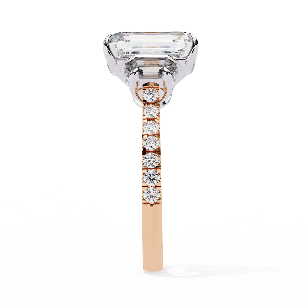 Sovereign Emerald Three-Stone Lab Grown Diamond Ring - Ophiratbf