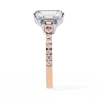 Sovereign Emerald Three-Stone Lab Grown Diamond Ring