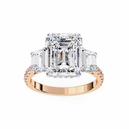 Sovereign Emerald Three-Stone Lab Grown Diamond Ring