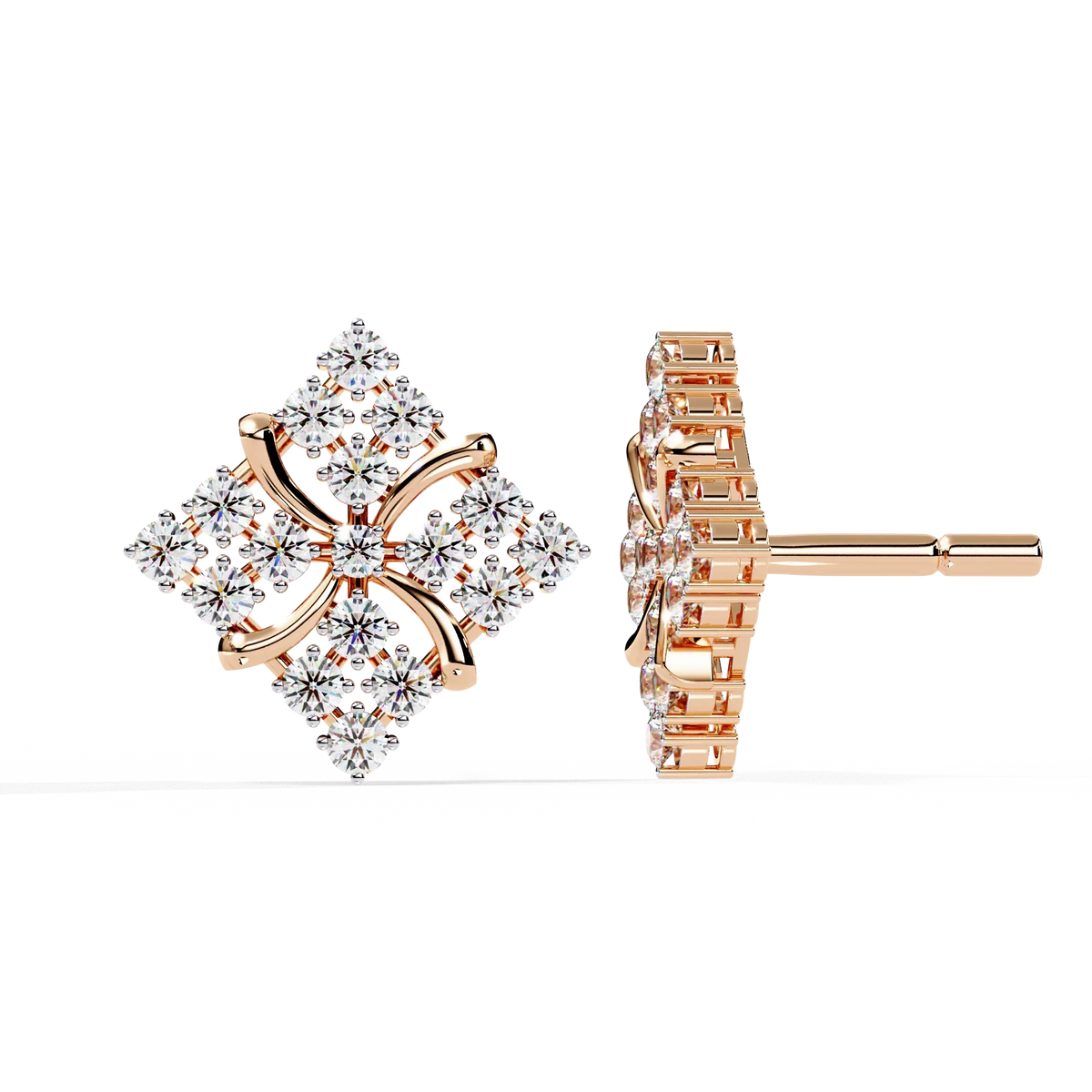 Quilted Radiance Cluster Lab Grown Diamond Studs - Ophiratbf