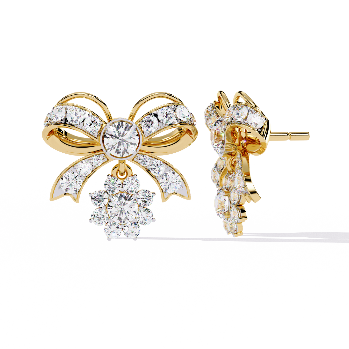 fête bow cluster lab grown diamond studs