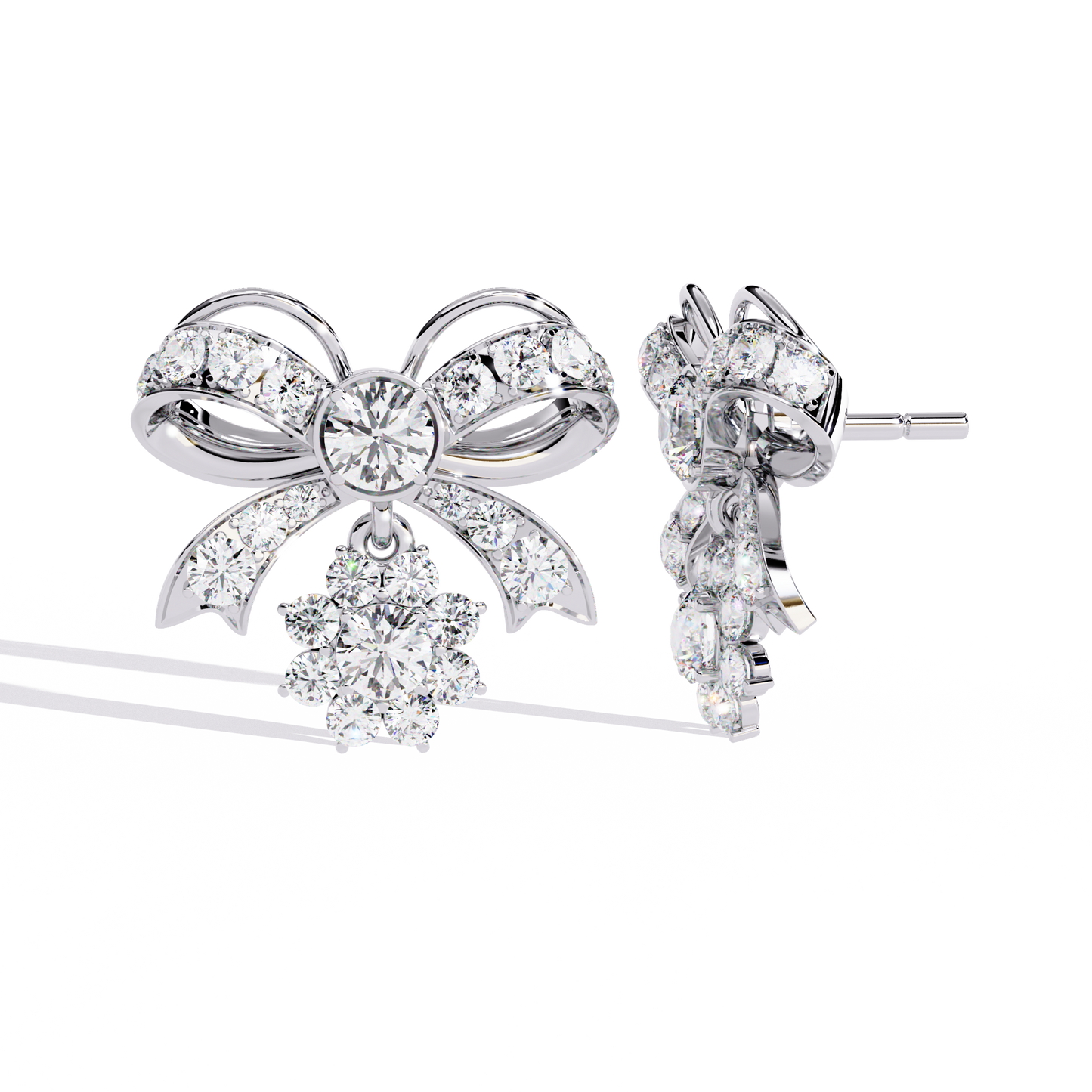 fête bow cluster lab grown diamond studs