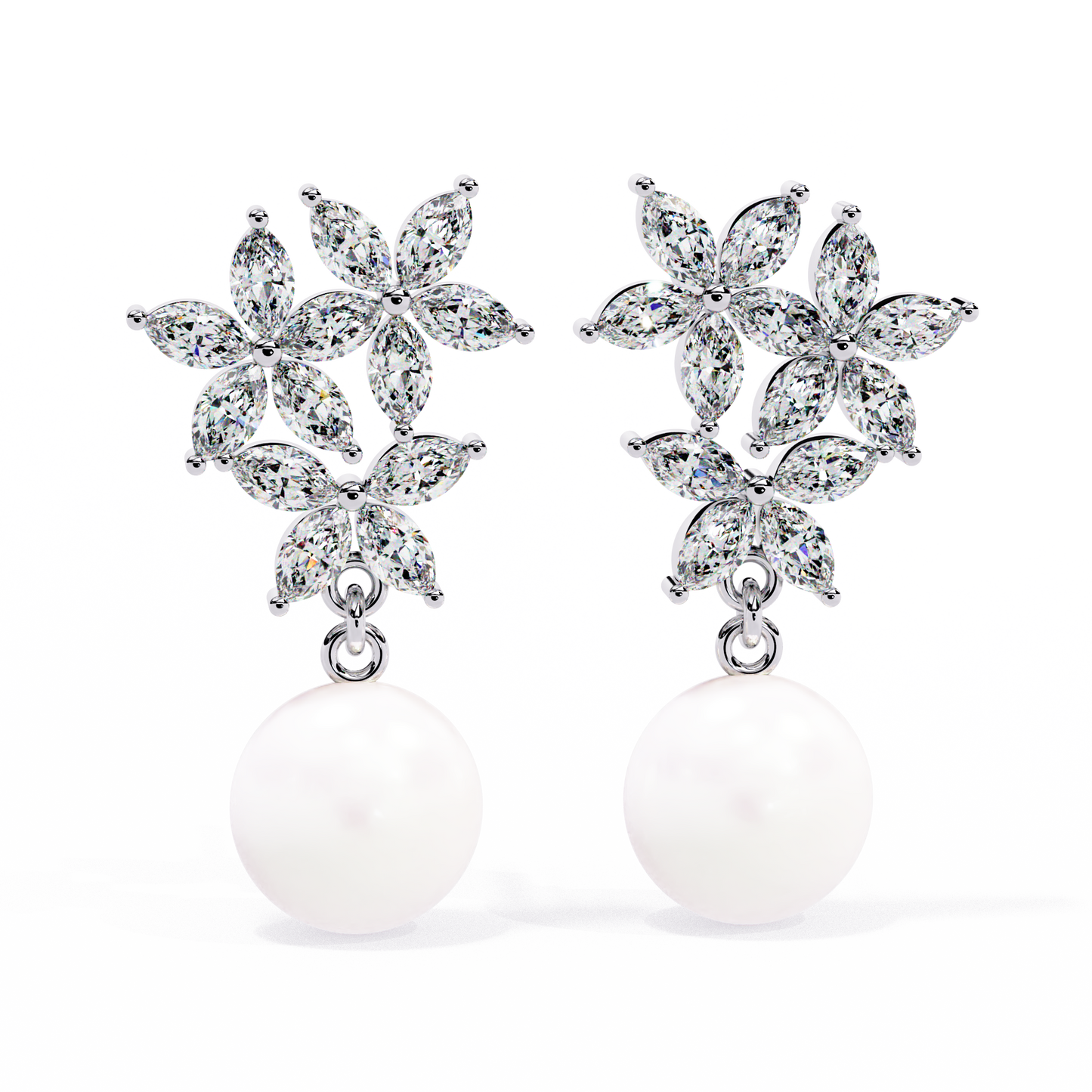 celestia marquise cluster pearl drop earrings