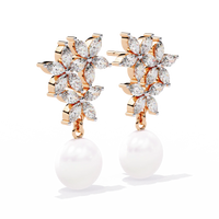 Celestia Marquise Cluster Pearl Drop Earrings - Ophiratbf
