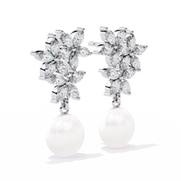 Celestia Marquise Cluster Pearl Drop Earrings - Ophiratbf