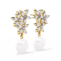 Celestia Marquise Cluster Pearl Drop Earrings - Ophiratbf