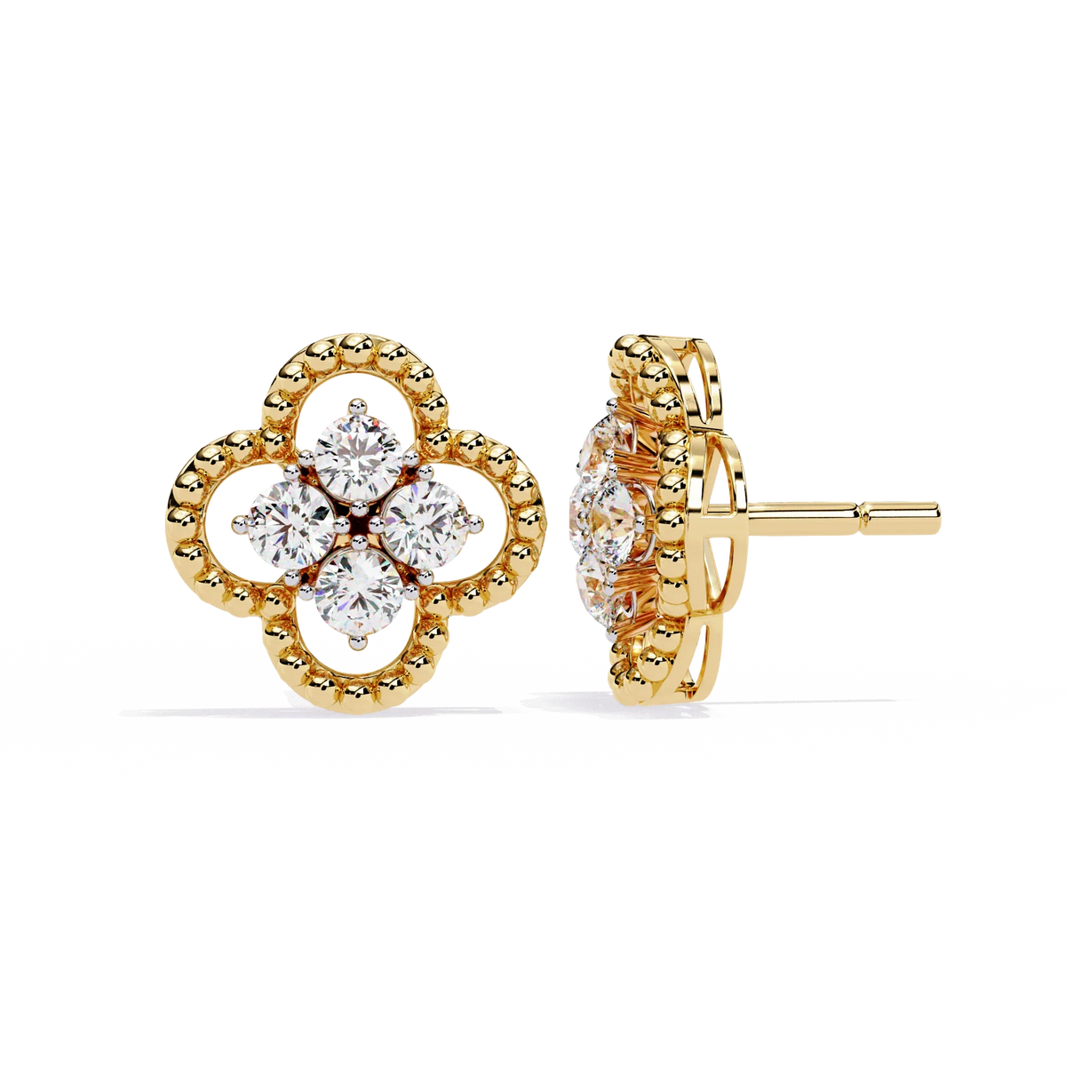 Lucky Clover Cluster Lab Grown Diamond Studs - Ophiratbf