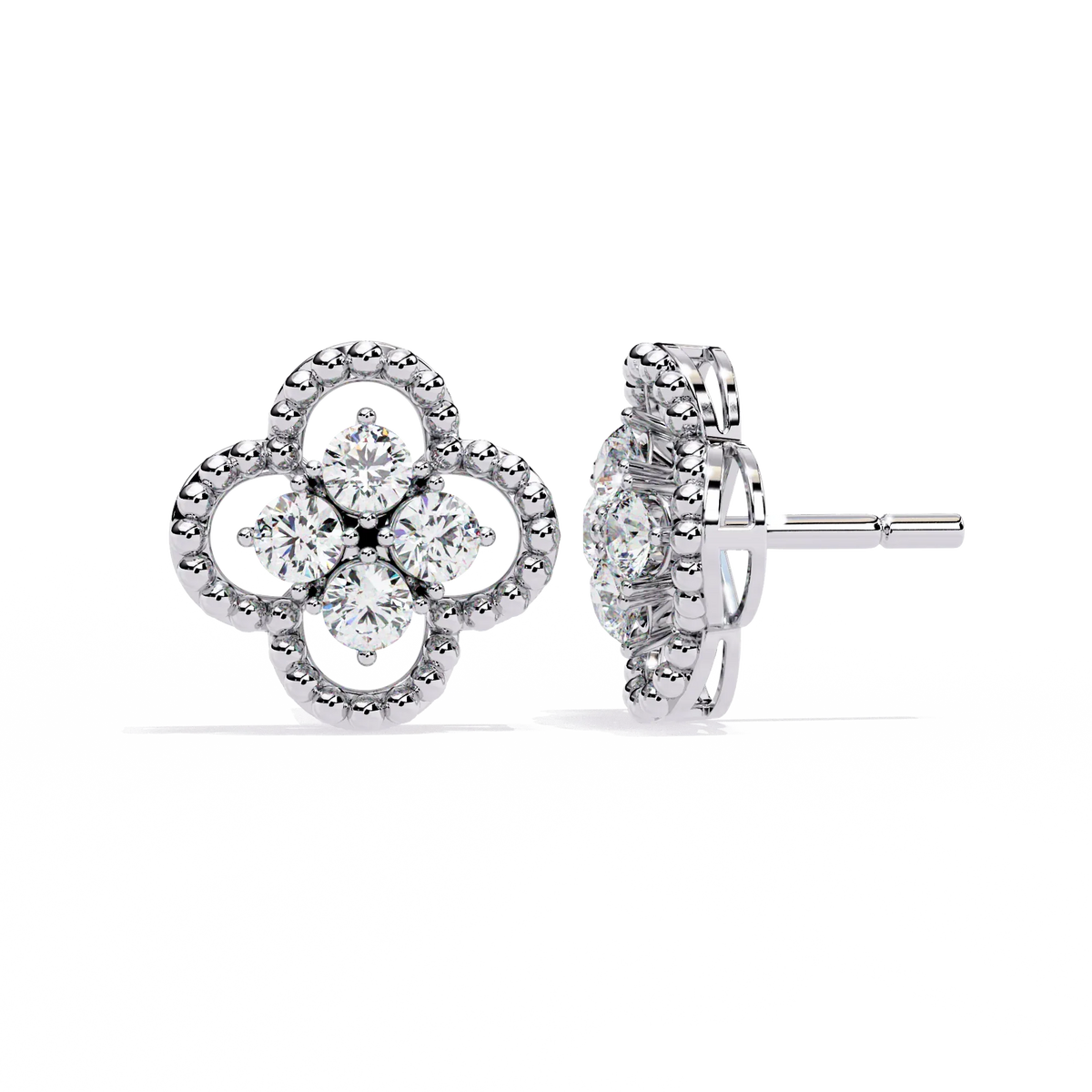 Lucky Clover Cluster Lab Grown Diamond Studs - Ophiratbf