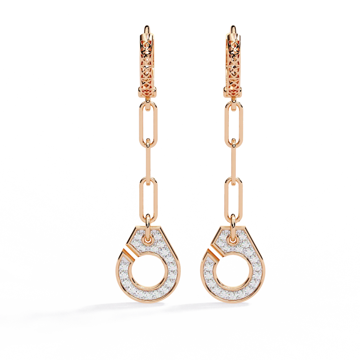 Link Luxe Geometric Gold Drop Lab Grown Diamond Earrings - Ophiratbf