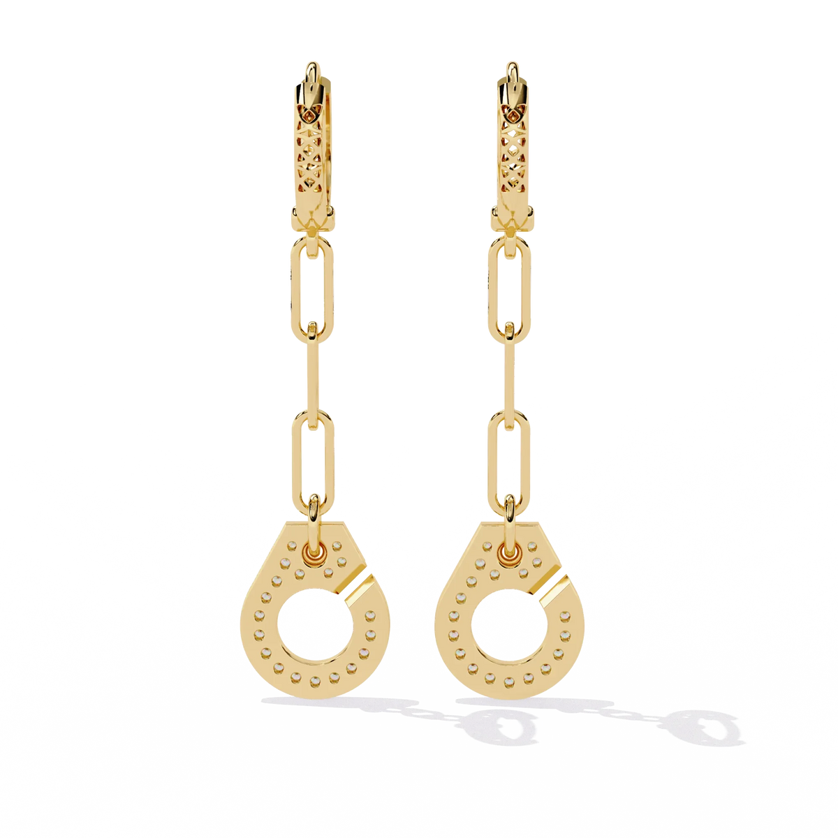 Link Luxe Geometric Gold Drop Lab Grown Diamond Earrings - Ophiratbf