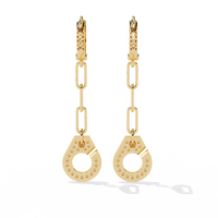 Link Luxe Geometric Gold Drop Lab Grown Diamond Earrings - Ophiratbf