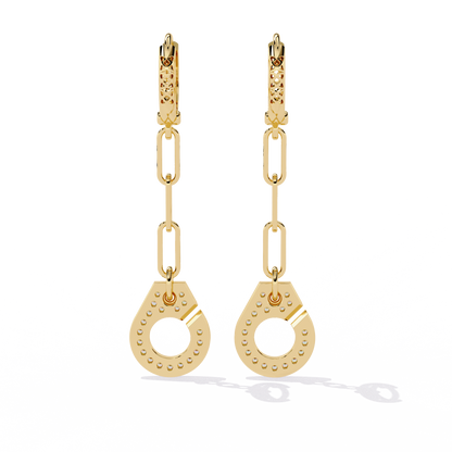 Link Luxe Geometric Gold Drop Lab Grown Diamond Earrings