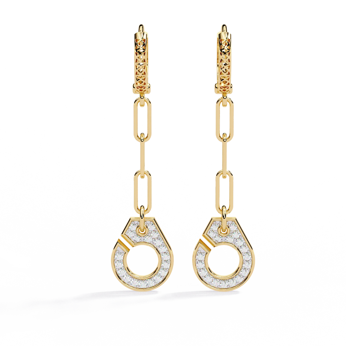 Link Luxe Geometric Gold Drop Lab Grown Diamond Earrings - Ophiratbf