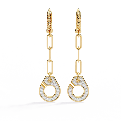Link Luxe Geometric Gold Drop Lab Grown Diamond Earrings
