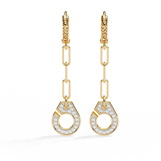 Link Luxe Geometric Gold Drop Lab Grown Diamond Earrings