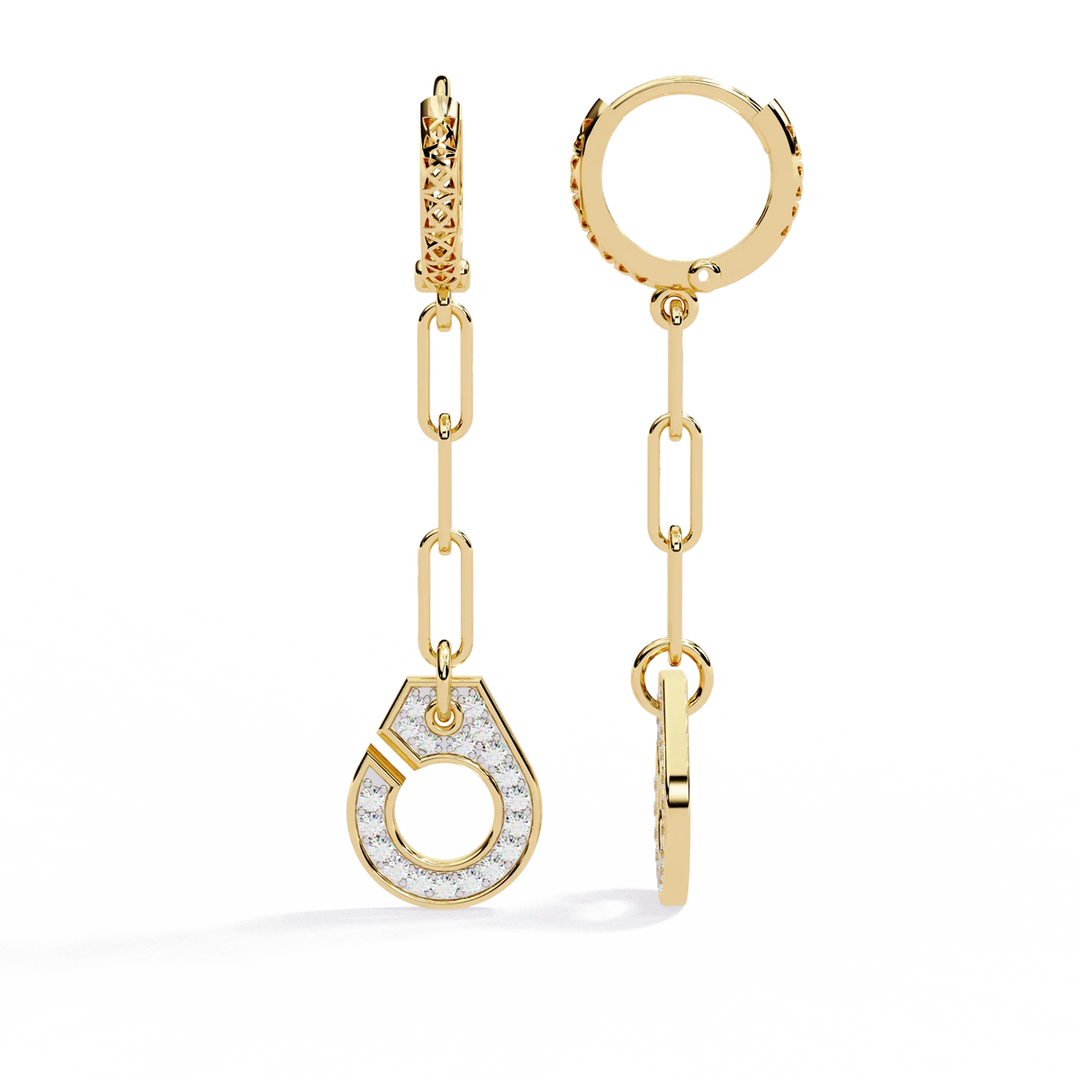 Link Luxe Geometric Gold Drop Lab Grown Diamond Earrings - Ophiratbf