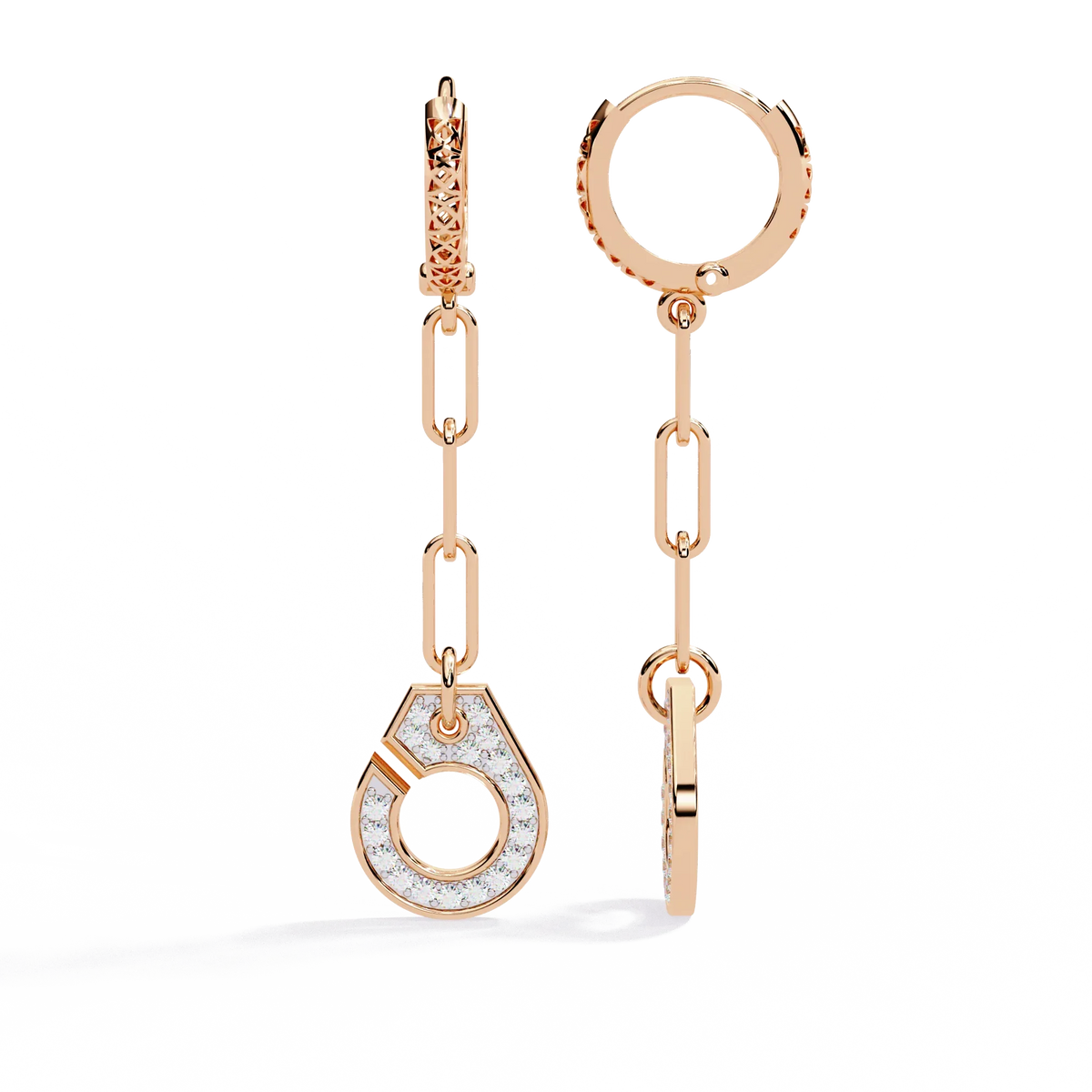 Link Luxe Geometric Gold Drop Lab Grown Diamond Earrings - Ophiratbf