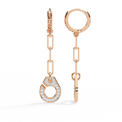 Link Luxe Geometric Gold Drop Lab Grown Diamond Earrings