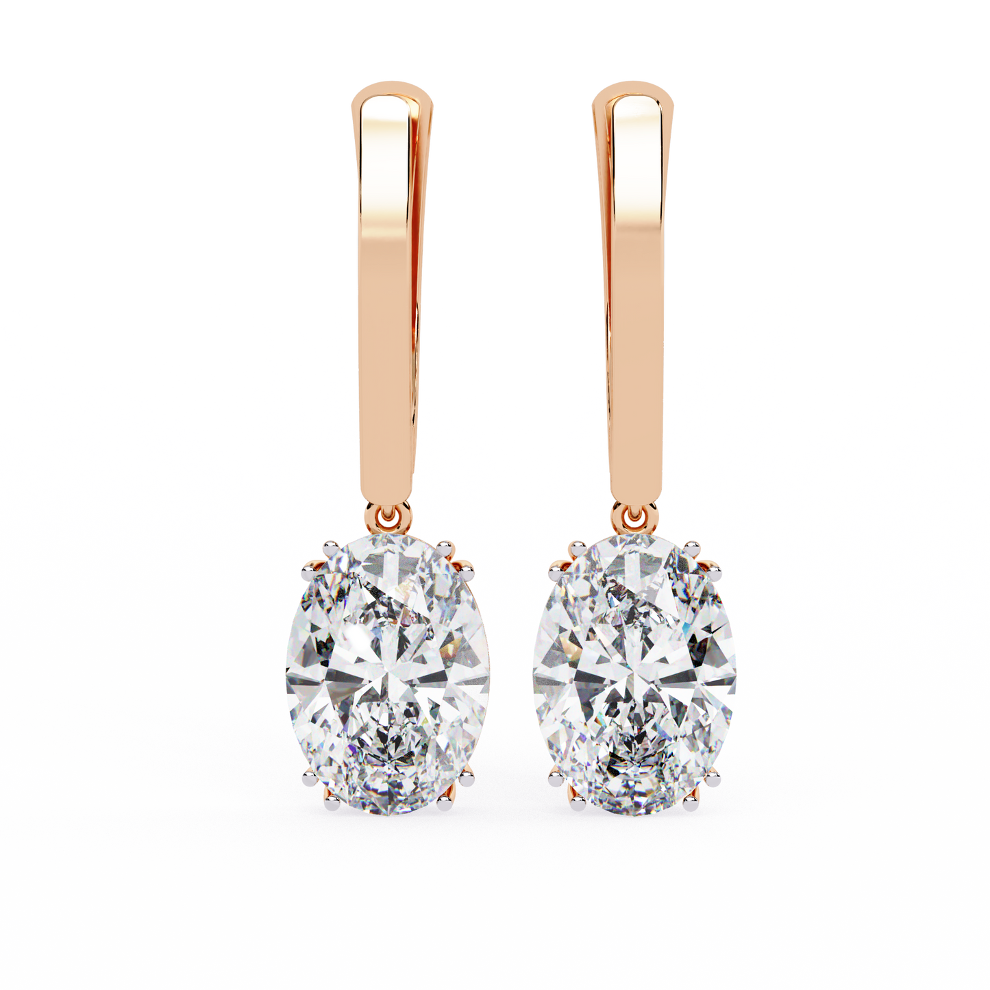 era oval solitaire drop lab grown diamond earrings