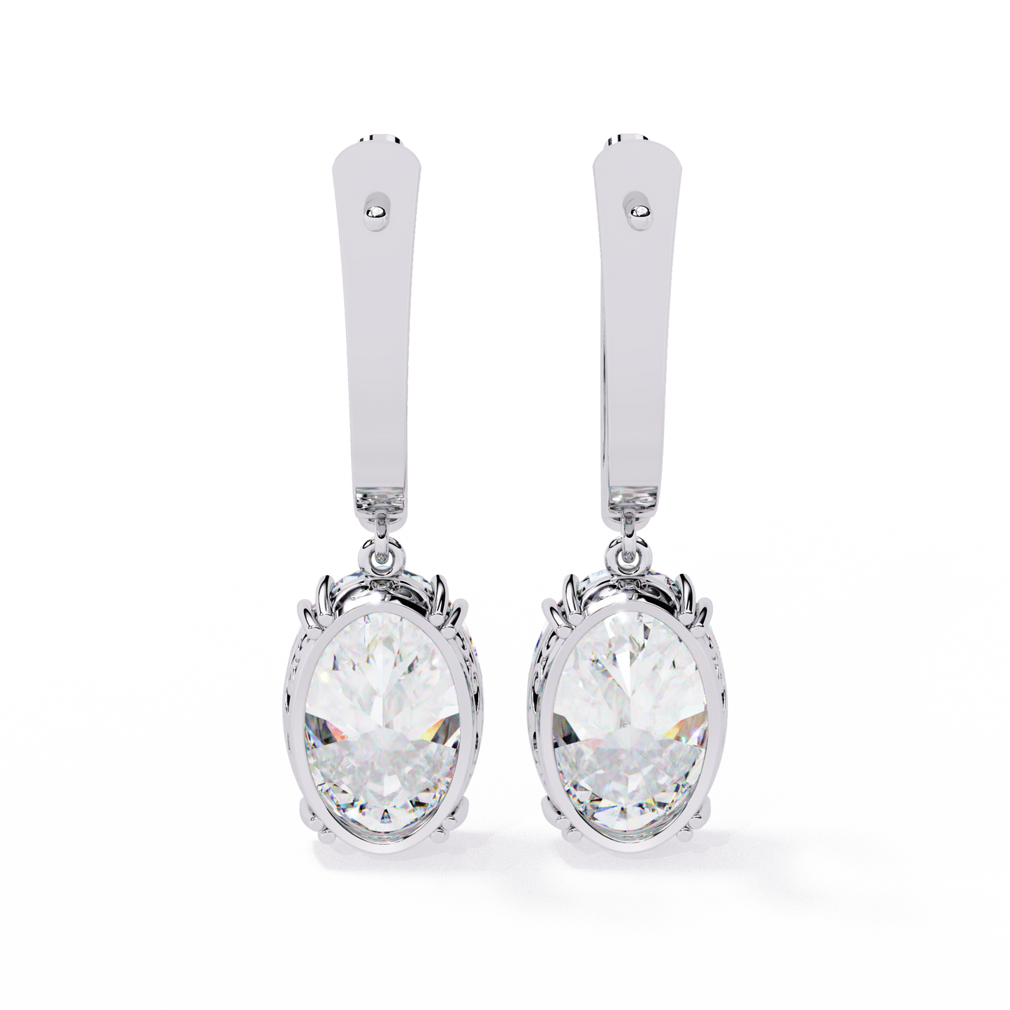 era oval solitaire drop lab grown diamond earrings