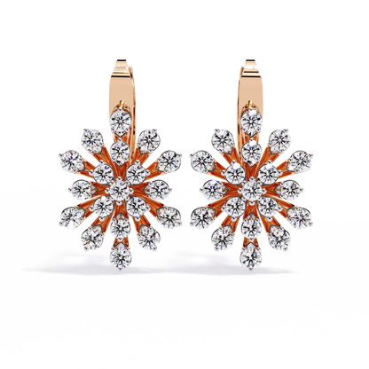 Aurora Sunburst Cluster Lab Grown Diamond Drop Earrings