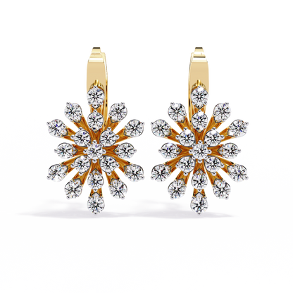 Aurora Sunburst Cluster Lab Grown Diamond Drop Earrings