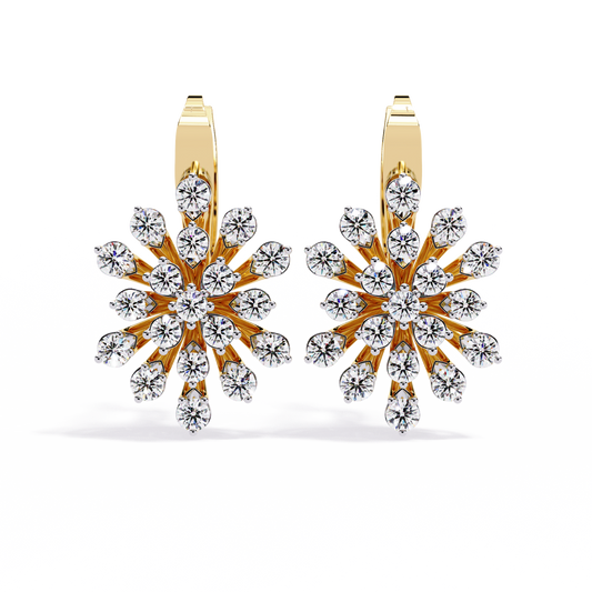Aurora Sunburst Cluster Lab Grown Diamond Drop Earrings