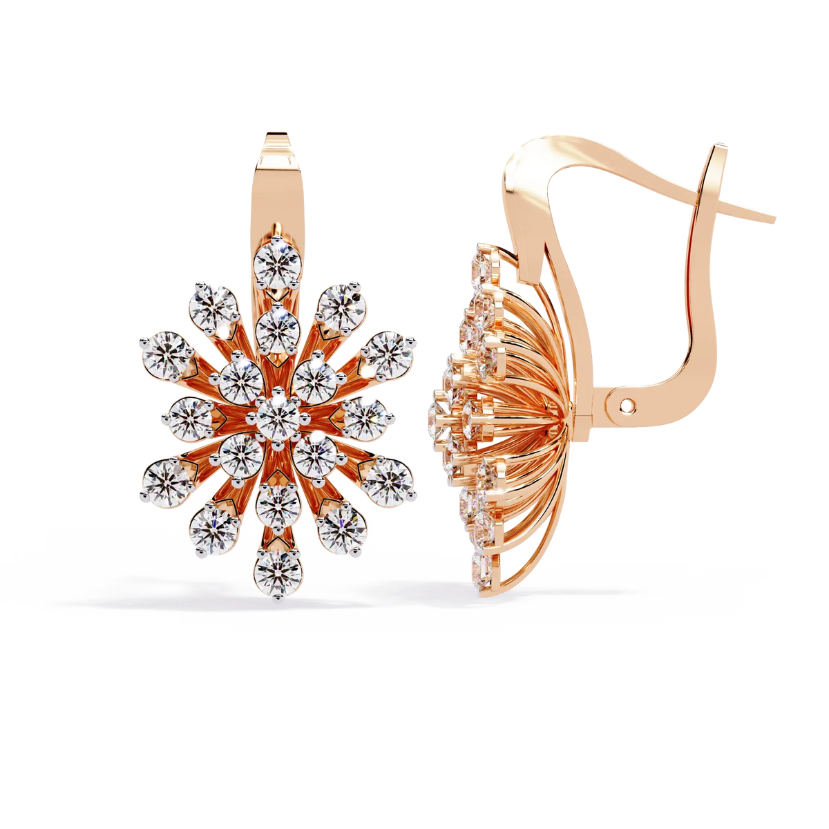 Aurora Sunburst Cluster Lab Grown Diamond Drop Earrings - Ophiratbf