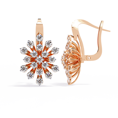 Aurora Sunburst Cluster Lab Grown Diamond Drop Earrings