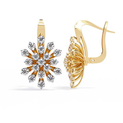 Aurora Sunburst Cluster Lab Grown Diamond Drop Earrings