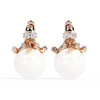 Regal Blossom Pearl & Lab Grown Diamond Drop Earrings - Ophiratbf