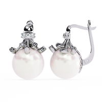 Regal Blossom Pearl & Lab Grown Diamond Drop Earrings - Ophiratbf