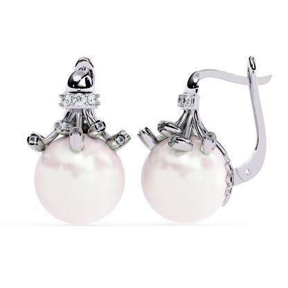 Regal Blossom Pearl & Lab Grown Diamond Drop Earrings