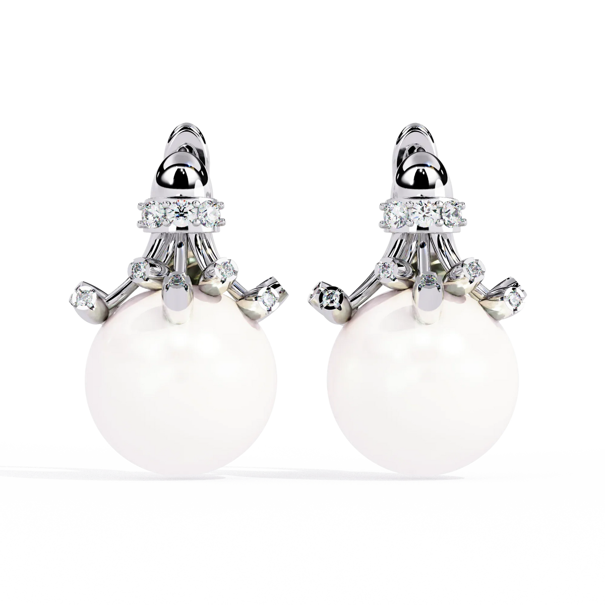 Regal Blossom Pearl & Lab Grown Diamond Drop Earrings - Ophiratbf