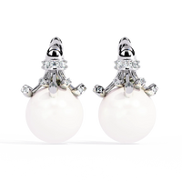 Regal Blossom Pearl & Lab Grown Diamond Drop Earrings - Ophiratbf
