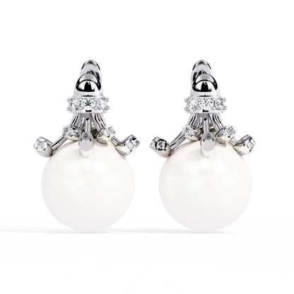 Regal Blossom Pearl & Lab Grown Diamond Drop Earrings