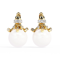 Regal Blossom Pearl & Lab Grown Diamond Drop Earrings - Ophiratbf