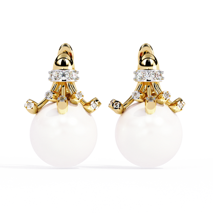 Regal Blossom Pearl & Lab Grown Diamond Drop Earrings