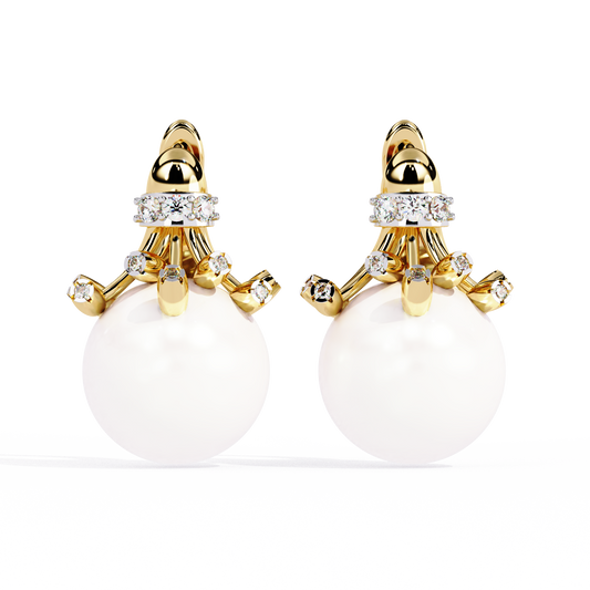 Regal Blossom Pearl & Lab Grown Diamond Drop Earrings