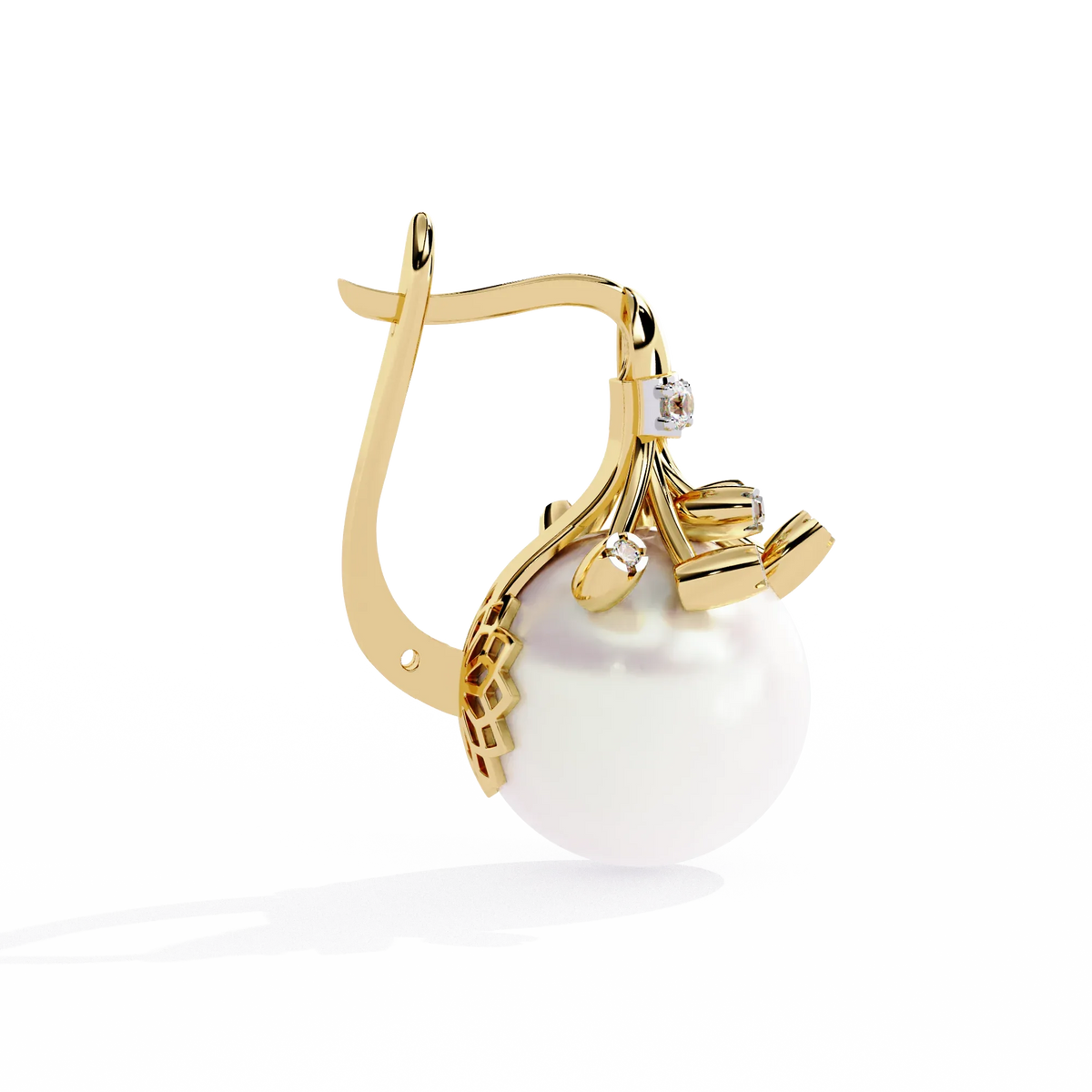 Regal Blossom Pearl & Lab Grown Diamond Drop Earrings - Ophiratbf