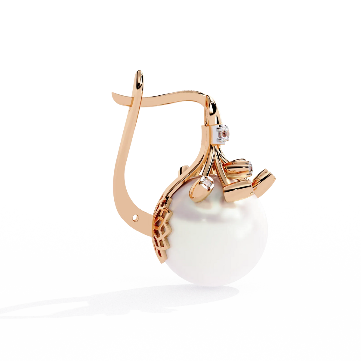 Regal Blossom Pearl & Lab Grown Diamond Drop Earrings - Ophiratbf