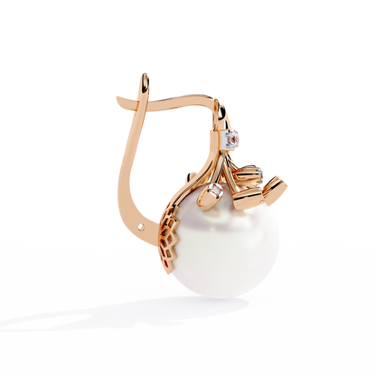 Regal Blossom Pearl & Lab Grown Diamond Drop Earrings