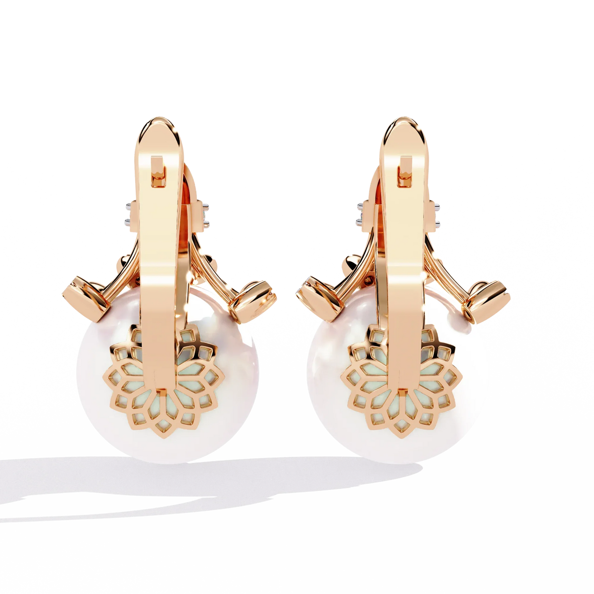 Regal Blossom Pearl & Lab Grown Diamond Drop Earrings - Ophiratbf