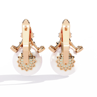 Regal Blossom Pearl & Lab Grown Diamond Drop Earrings - Ophiratbf