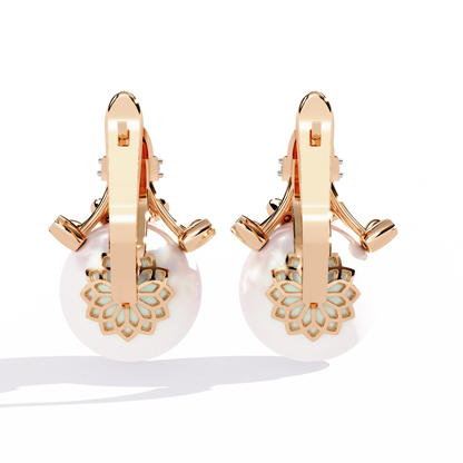 Regal Blossom Pearl & Lab Grown Diamond Drop Earrings