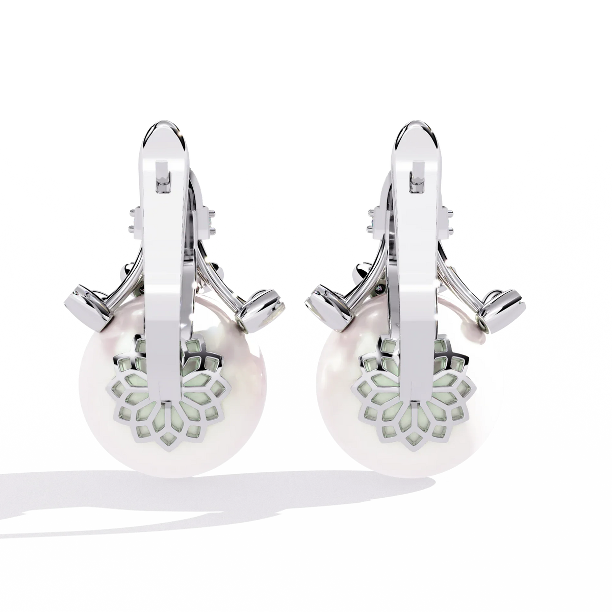 Regal Blossom Pearl & Lab Grown Diamond Drop Earrings - Ophiratbf