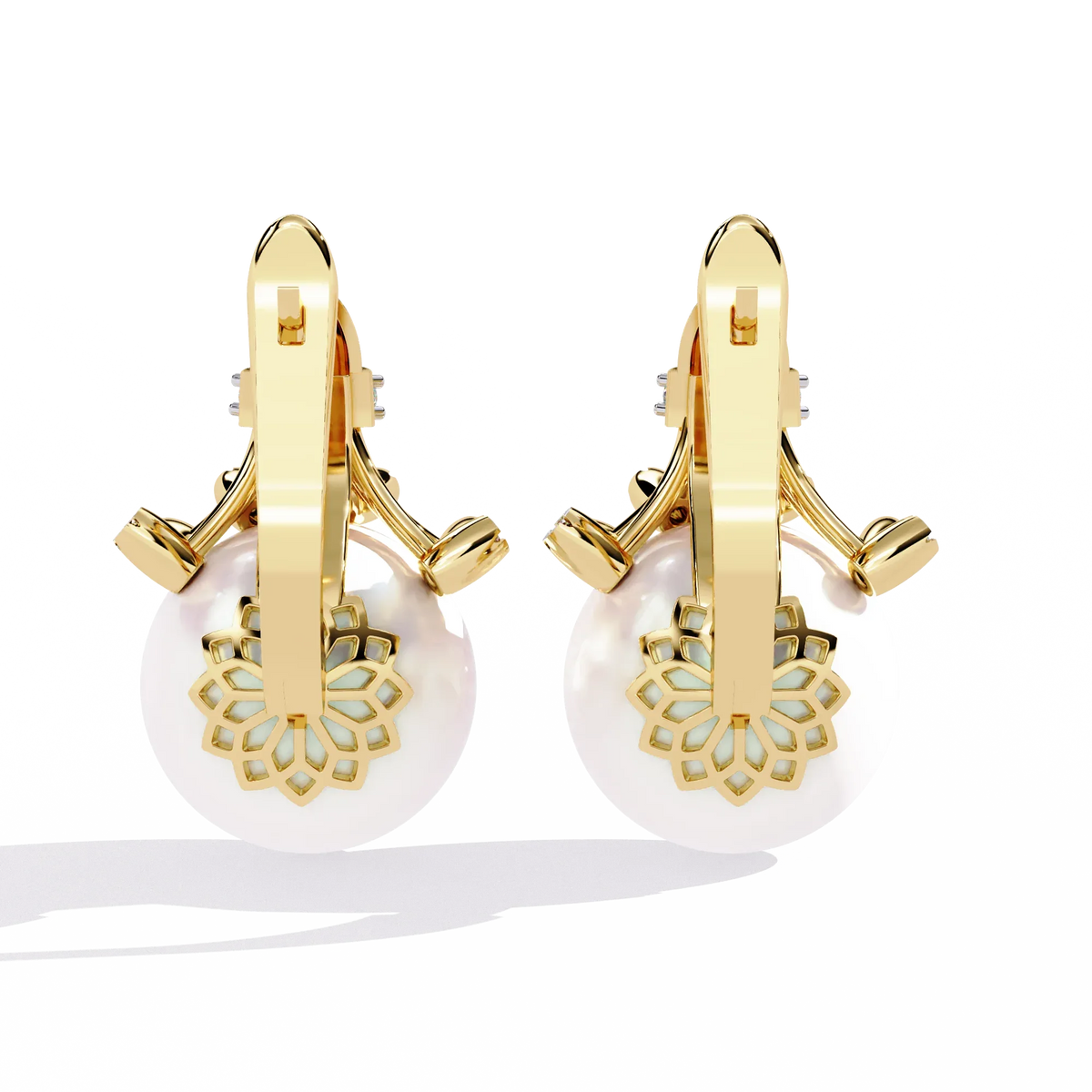 Regal Blossom Pearl & Lab Grown Diamond Drop Earrings - Ophiratbf