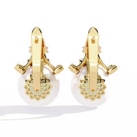 Regal Blossom Pearl & Lab Grown Diamond Drop Earrings - Ophiratbf