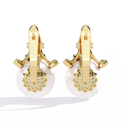 Regal Blossom Pearl & Lab Grown Diamond Drop Earrings